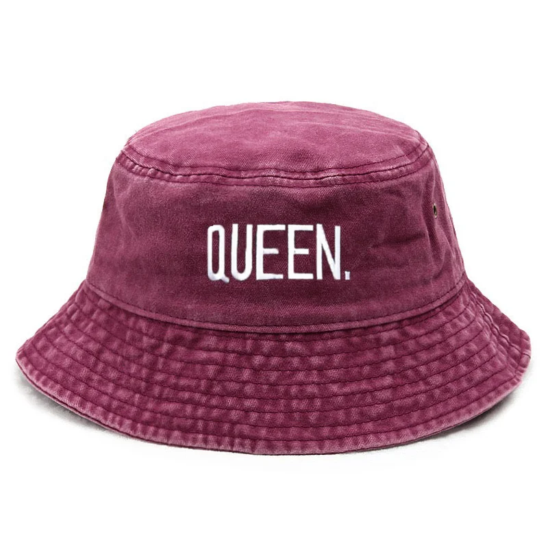 Streetwear Brand Hats - 퀸 워시드 빈티지 버킷햇 커플 레터