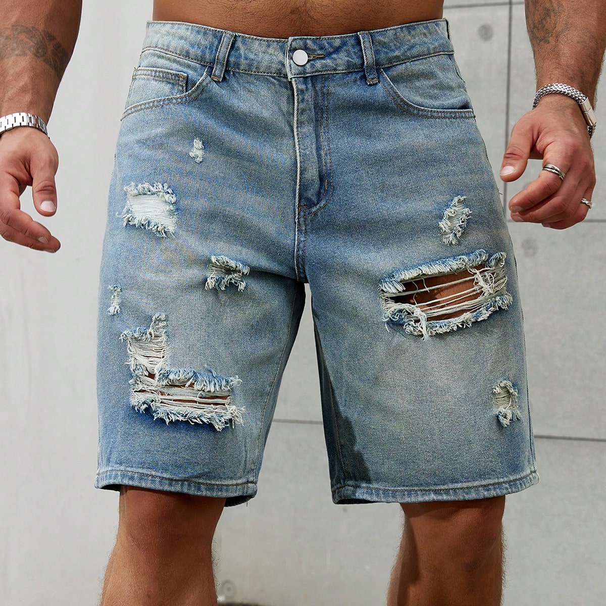Streetwear Brand Denim - 남성용 찢어진 짧은 청바지 브랜드 의류,
