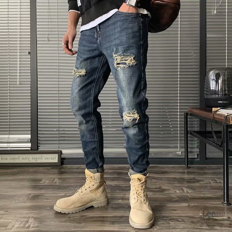 Streetwear Brand Denim - 찢어진 청바지 남성용 가을 신상 한국
