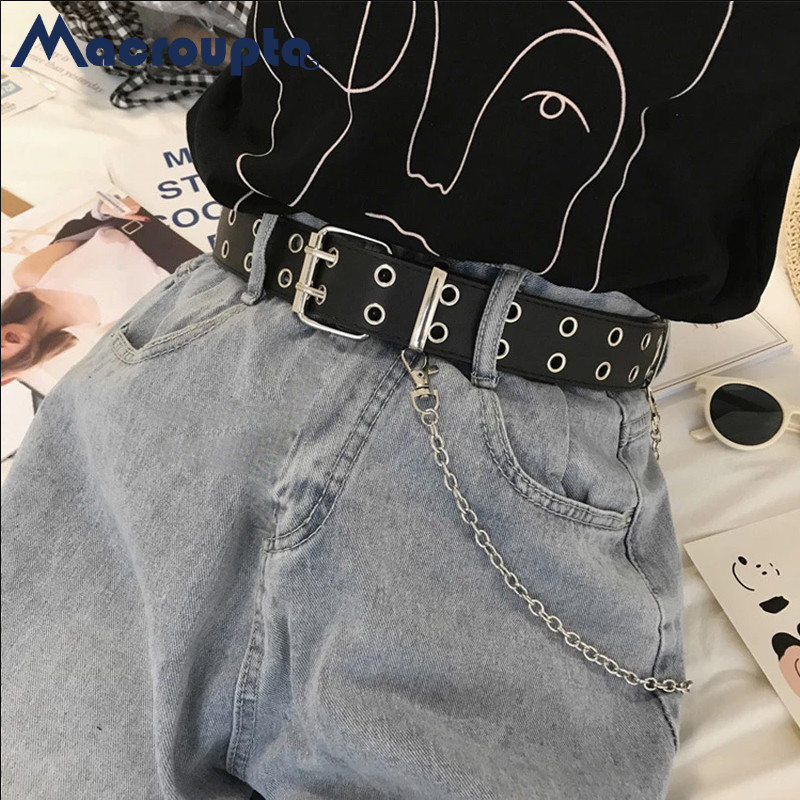 Streetwear Brand Belts - 여성 펑크 고스 벨트 브랜드 가죽