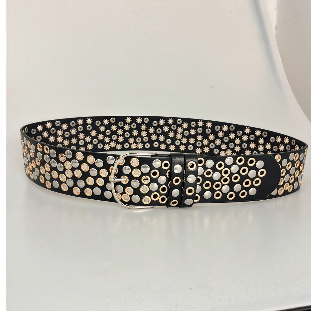 펑크 홀로우 아일렛 리벳 벨트 럭셔리 디자인 트렌디 브 - Streetwear Brand Belts 리뷰 및 가격