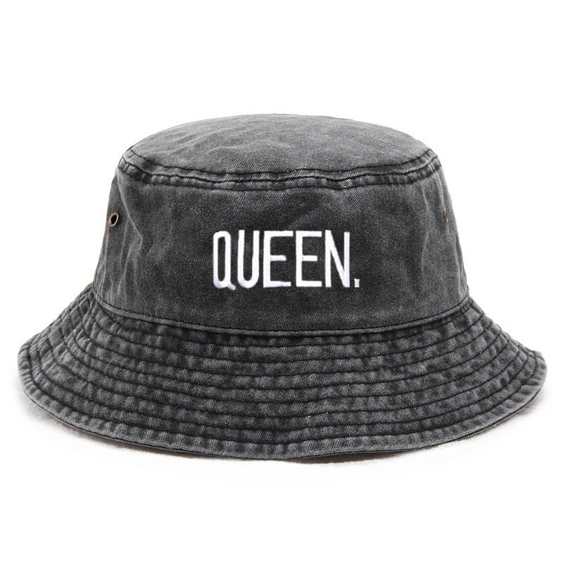 퀸 워시드 빈티지 버킷햇 커플 레터 자수 힙합 스타일  - Streetwear Brand Hats 리뷰 및 가격