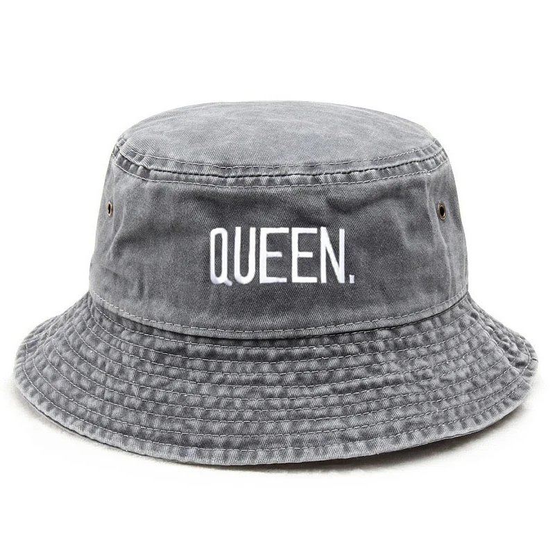 퀸 워시드 빈티지 버킷햇 커플 레터 자수 힙합 스타일  - Streetwear Brand Hats 리뷰 및 가격